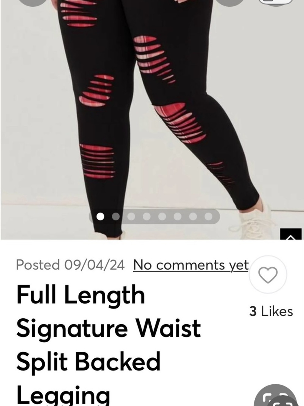 NWOT TORRID 2 FULL LENGTH SIGNATURE WAIST SPLIT PINK PLAID BACK LEGGINGS